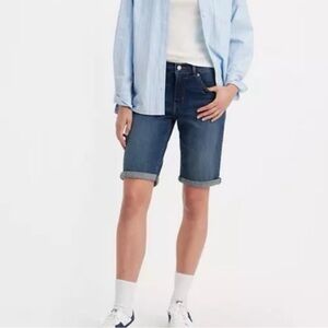 Levi's Strauss Signature Mid Rise Bermuda Shorts Denim Blue Size 14 - W32